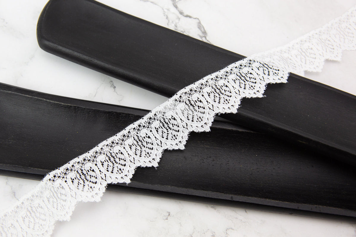 White Scalloped Lace Trim 1-5/8 inches width x per 5 yards