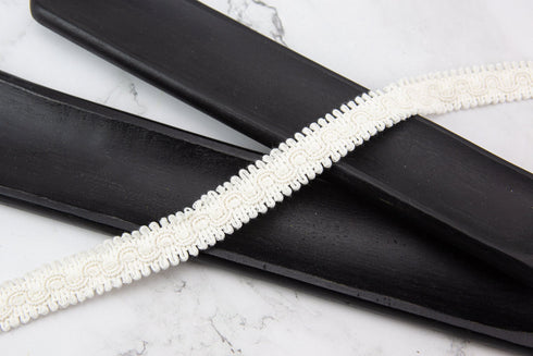 Ecru Wave Design Cotton Braided Trim 1 inch width x 2 yards