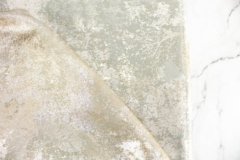 Silver and Champagne Gold Modern Damask Designer Fabric 116 inches width by the yard