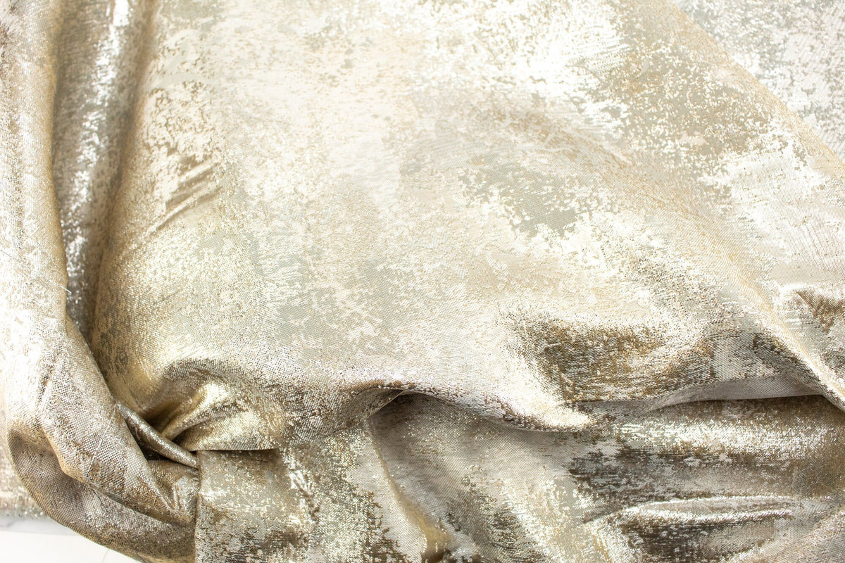 Silver and Champagne Gold Modern Damask Designer Fabric 116 inches width remnant 1 yard
