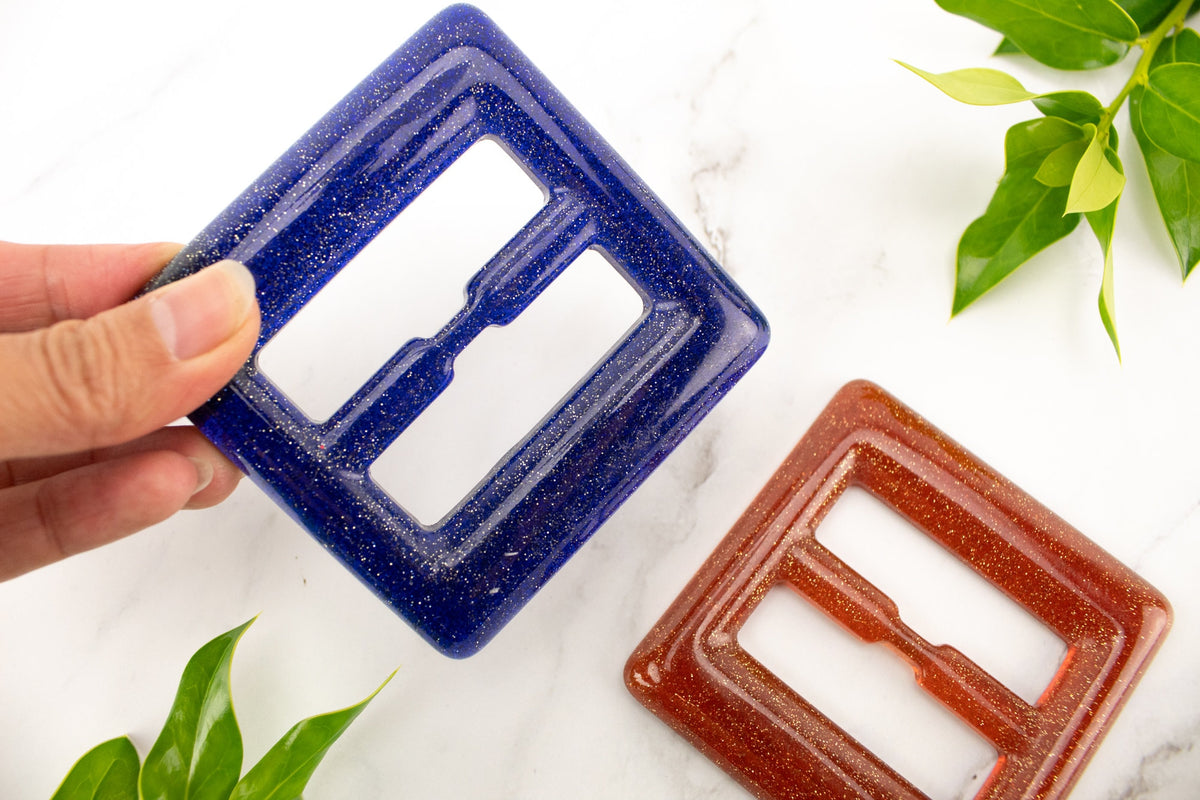 Navy and Orange Sparkle Large Resin Buckles