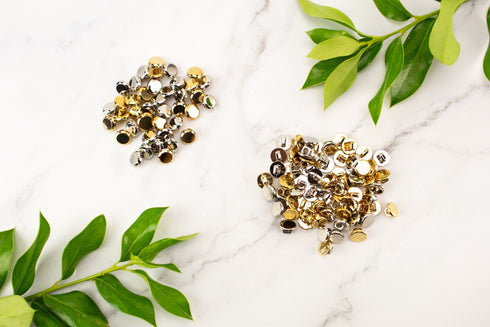 107 Gold and Silver Plastic Buttons 10mm Destash Bundle Pack