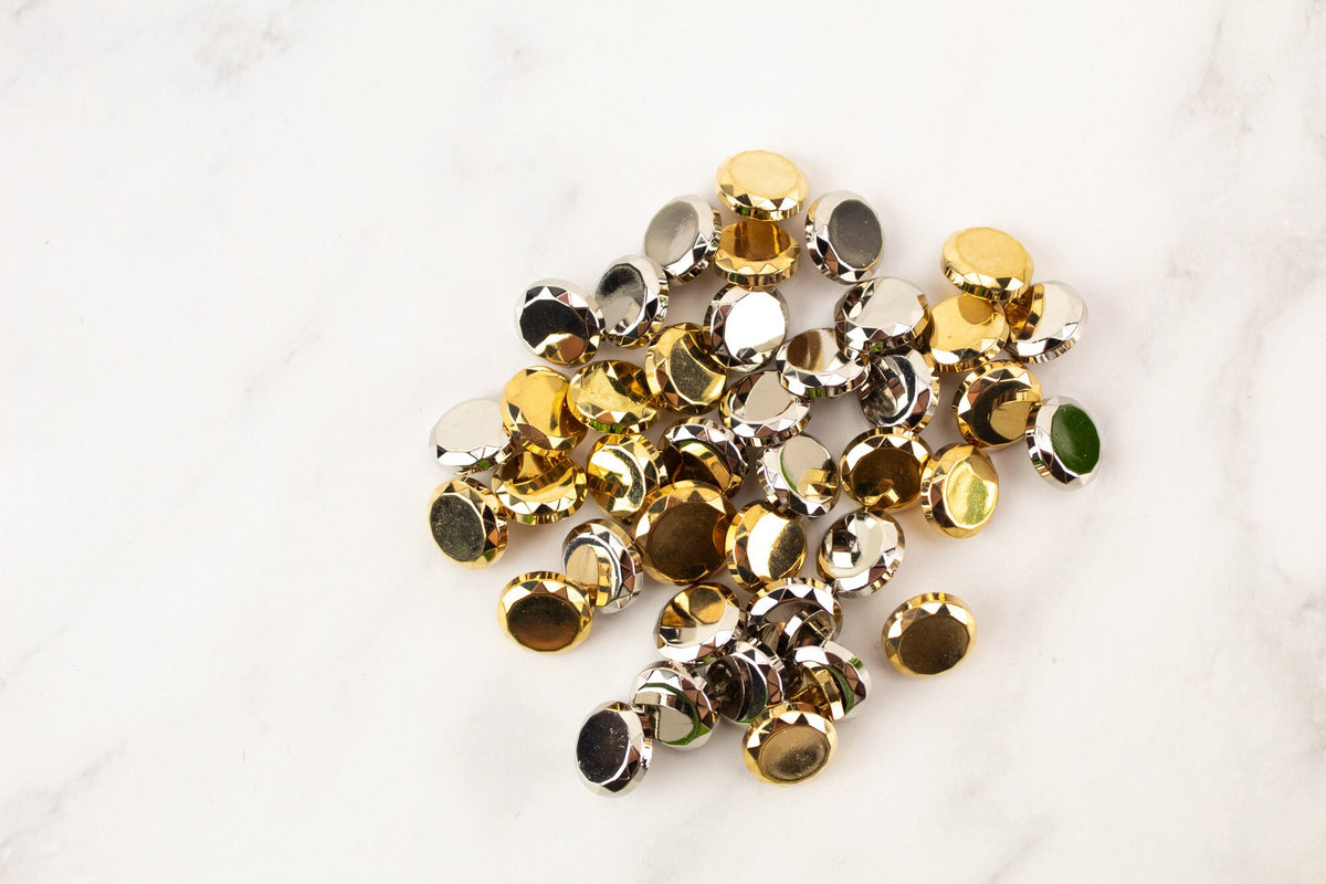 107 Gold and Silver Plastic Buttons 10mm Destash Bundle Pack