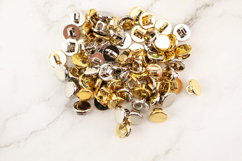 107 Gold and Silver Plastic Buttons 10mm Destash Bundle Pack