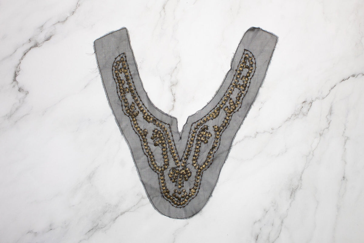 Antique Brass Beaded Applique