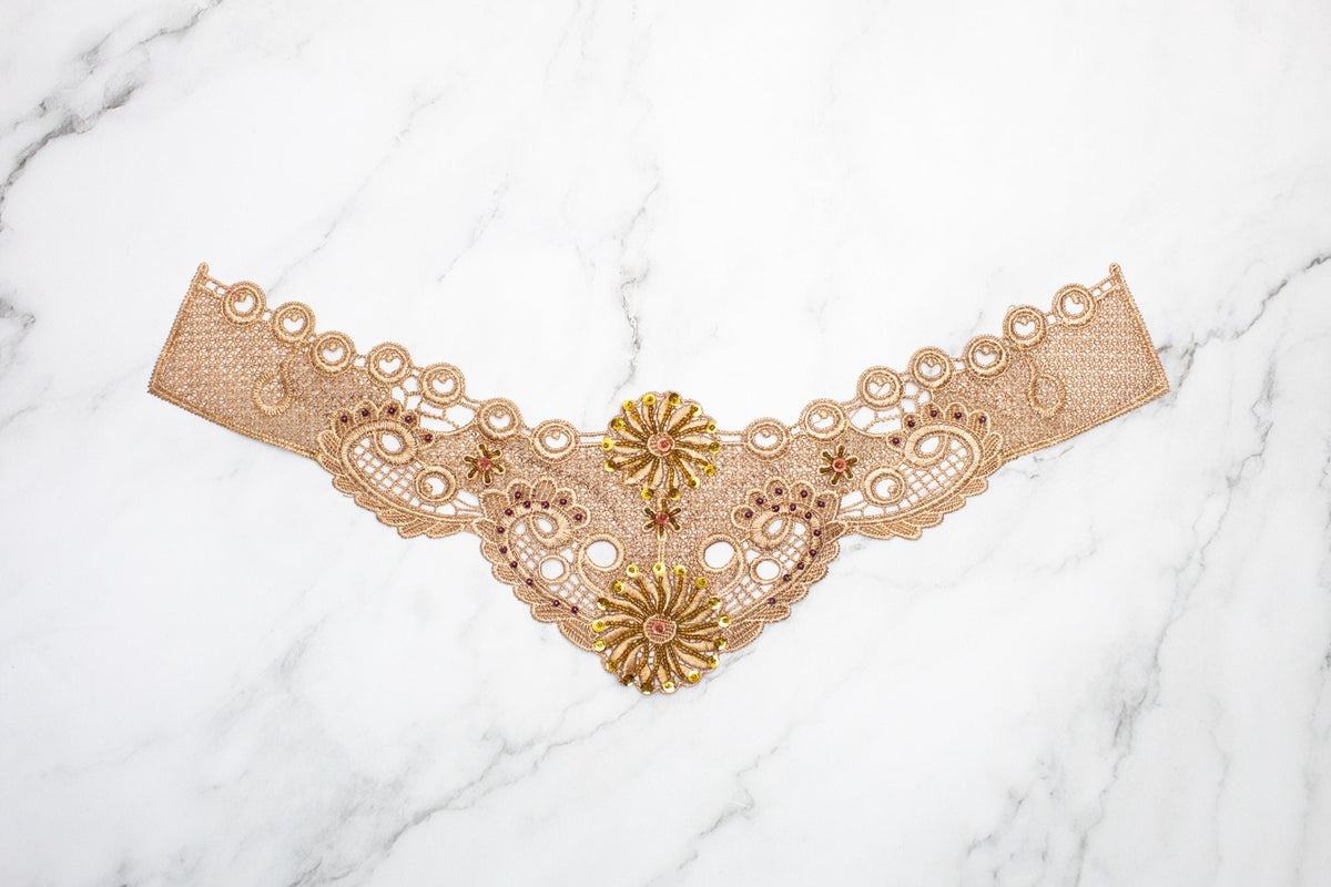 Rose Gold Sequined Lace Applique