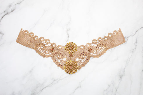 Rose Gold Sequined Lace Applique