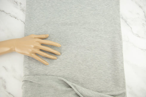 Heather Light Gray Brushed Baby French Terry Fleece Knit Fabric 1 yard