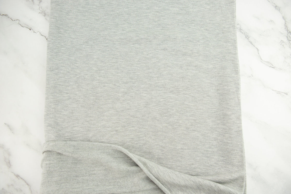 Heather Light Gray Brushed Baby French Terry Fleece Knit Fabric 1 yard
