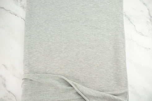 Heather Light Gray Brushed Baby French Terry Fleece Knit Fabric 1 yard