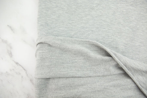 Heather Light Gray Brushed Baby French Terry Fleece Knit Fabric 1 yard
