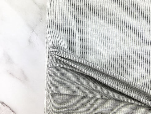 White and Black Novelty Pinstripe Knit Fabric Designer Fabric by the yard PDK00789