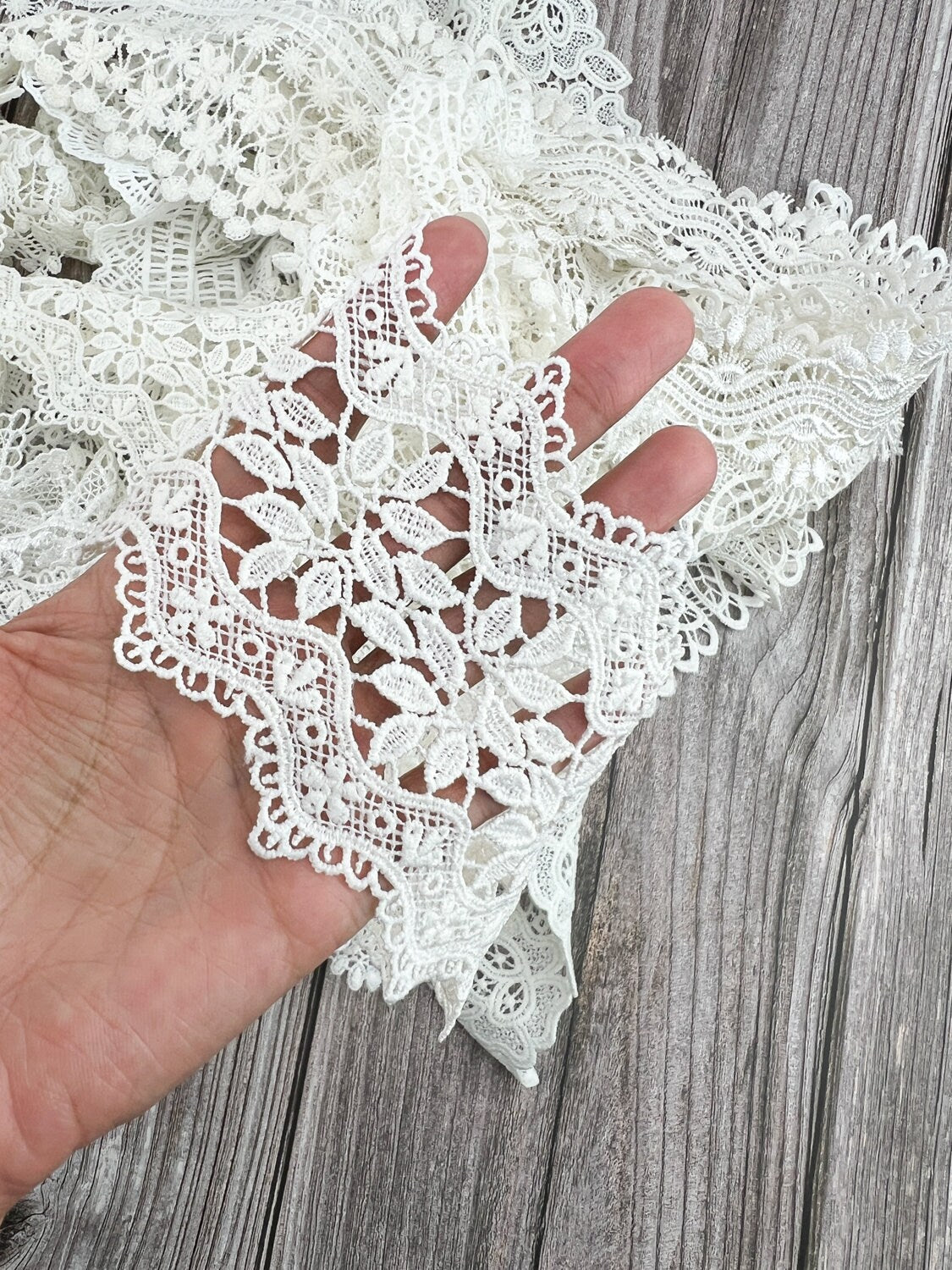 Off White and Ecru Mixed Variety Lace Trim Scrap Pack Scrap Bundle Pack 10 Trims Over 16 yards Total