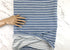 Blue and Off White Ottoman Stripe Double Knit Fabric Remnant 1 yard and partial 24 inches length PDK00786