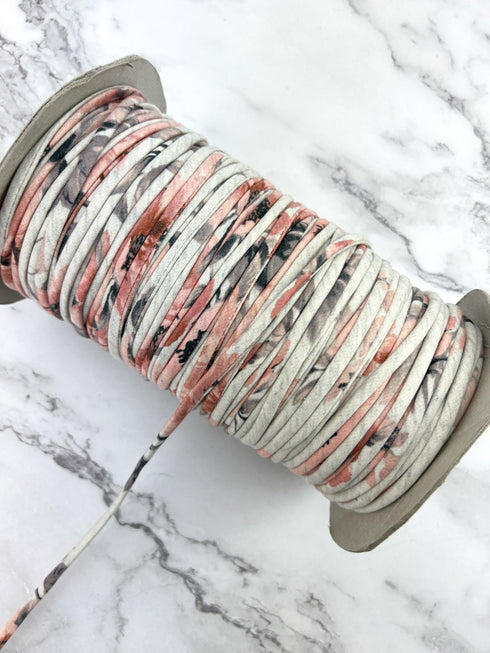 Heather Peach Floral Knit Jersey Trim Spaghetti Strap Trim Hollow Tube Tubular Trim 10 yards ATN01165