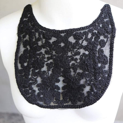 Black U Shape Floral Lace Applique Bib Yoke Piece