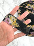 Black Pink and Yellow Floral Crinkle Chiffon Flat Trim Ribbon Straps Hollow Tube Tubular 10 yards  ATN01169