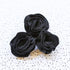 Black Rosette Fabric Flowers 3 Pieces