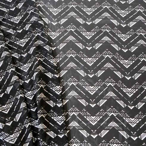 Black and White Chevron Zig Zag Print Polyester Chiffon Fabric 1.5 yard