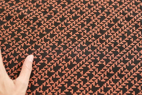 Black and Dark Orange Graphic Silk Print Fabric 2.5 yards