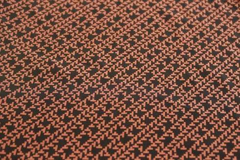 Black and Dark Orange Graphic Silk Print Fabric 2.5 yards