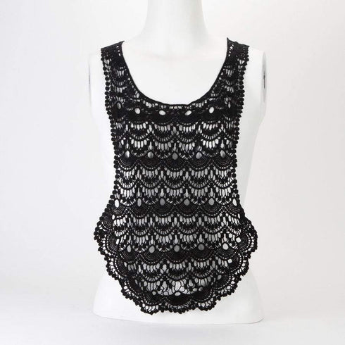 Black Cotton Applique Large Black U Shape Floral Lace Crochet Style Applique