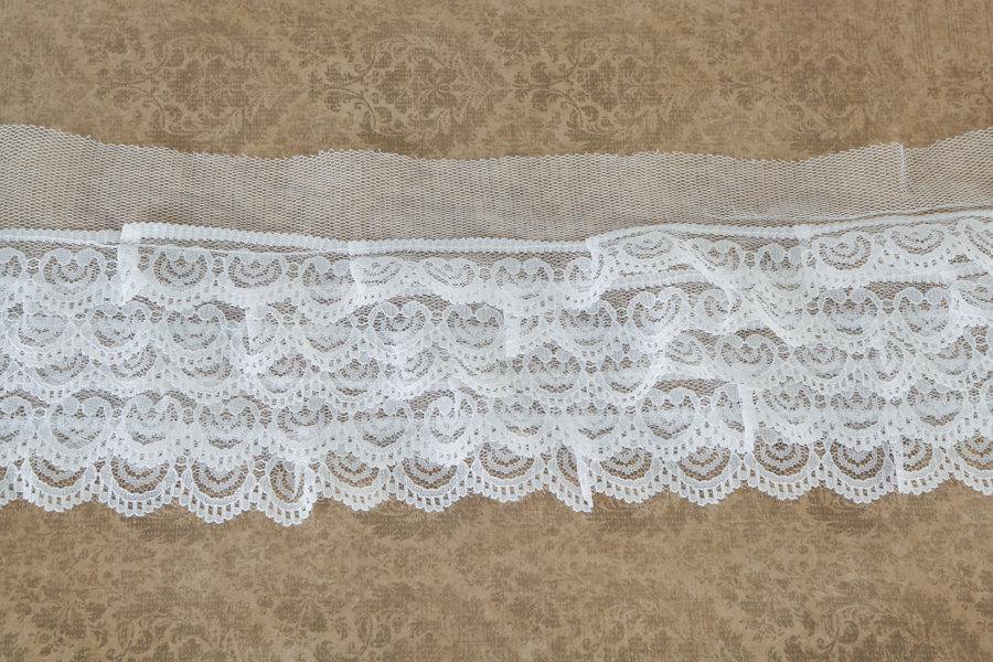 White Tier Lace Mesh Trim by the yard NLT00025 - Felinus Fabrics