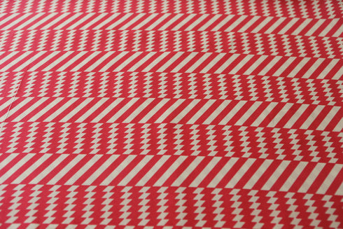 Red and Pale Nude Vintage Inspired Graphic Stripe Printed Crepe Georgette Fabric 2.5 yards