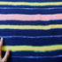 Blue Yellow and Coral Pink Stripe Printed Light Weight Woven Fabric 2 yards