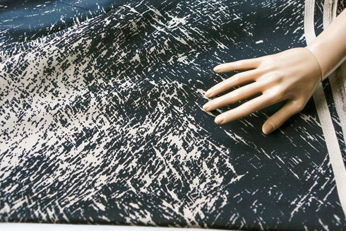 Black and Beige Graphic Splatter Print Charmeuse Fabric Satin by the Yard