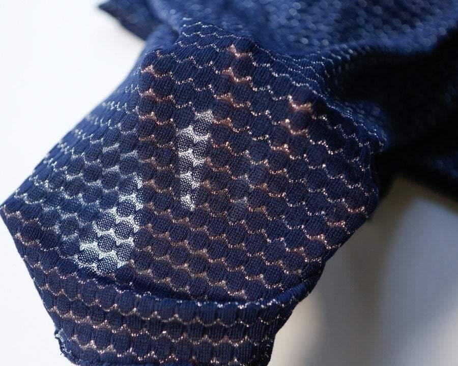 Dark Blue and Silver Open Weave Sweater Knit Fabric 1 Yard and 20 Inches Extra Wide OSK00140 - Felinus Fabrics