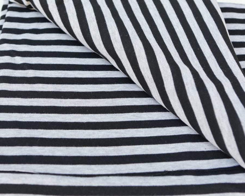 Black and Heather Gray Fabric Stripe Sweater Knit fabric by the Yard Extra Wide