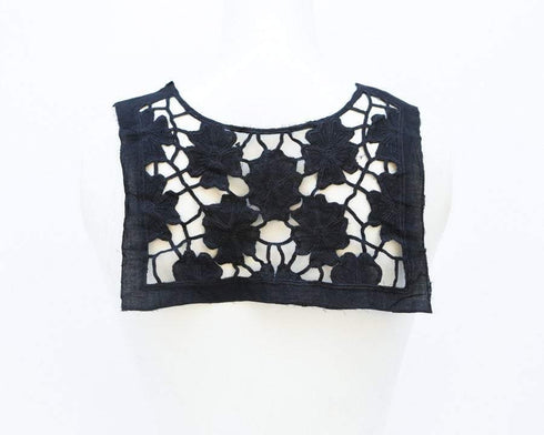 Black Lace Applique Rectangular Shape Embroidered