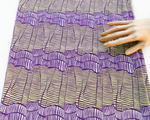 Purple and Lime Funky Stripe Challis Woven Fabric 1.25 Yards