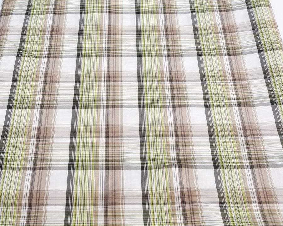 Green Beige Plaid Light Weight Taffeta Fabric 2 yards ATW00016 - Felinus Fabrics