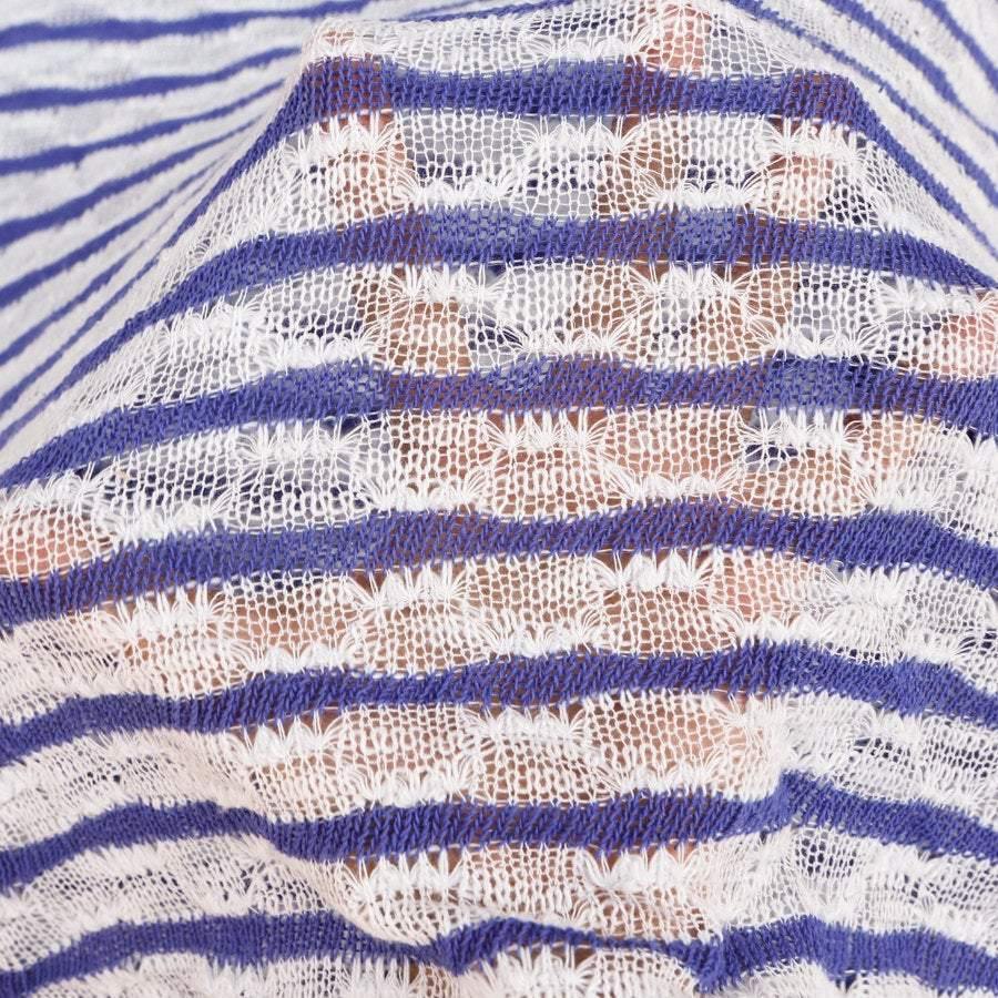 Blue Violet and White Stripe Open Weave Sweater Knit Fabric 1 yard 30 inches - Felinus Fabrics