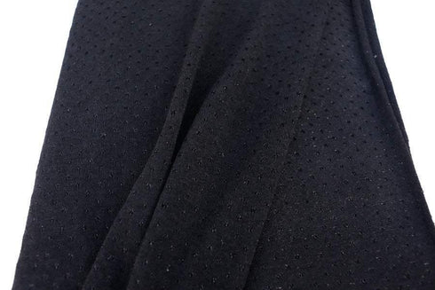 Black with Metallic Black Sweater Knit Fabric with Holes by the yard
