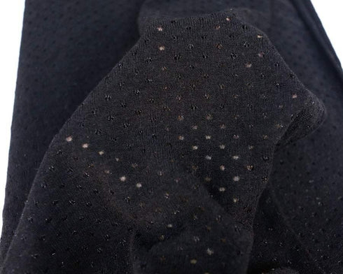 Black with Metallic Black Sweater Knit Fabric with Holes by the yard