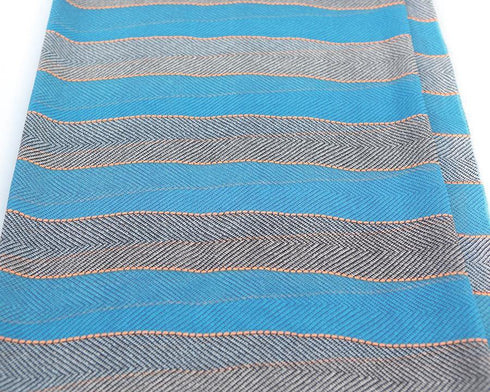 Blue Black and White Stripe Chevron Printed Chiffon Fabric 2 yards