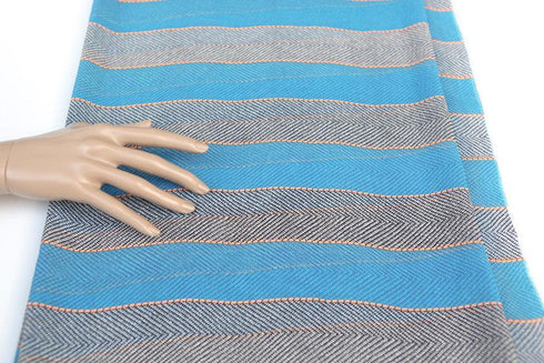 Blue Black and White Stripe Chevron Printed Chiffon Fabric 2 yards