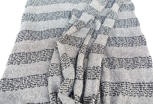 Black and Gray Stripe Open Weave Sweater Knit Fabric by the yard
