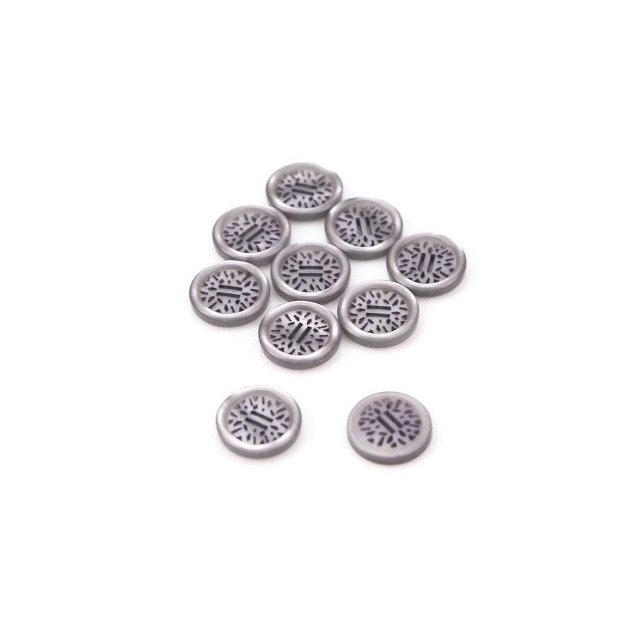 15mm Lavender Plastic Buttons Art Deco Inspired Laser Cut Design 10 Pieces - Felinus Fabrics