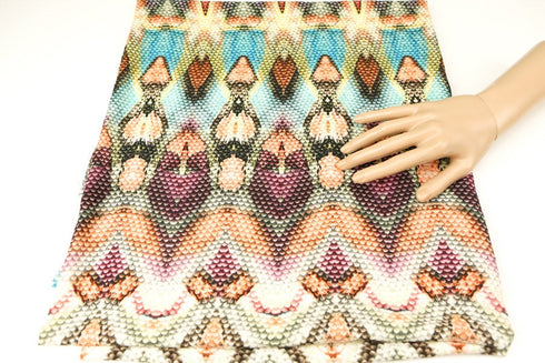 Orange Multi Bohemian Print Polyester Crepe Light Weight Woven Fabric 1 yard and 14 Inches