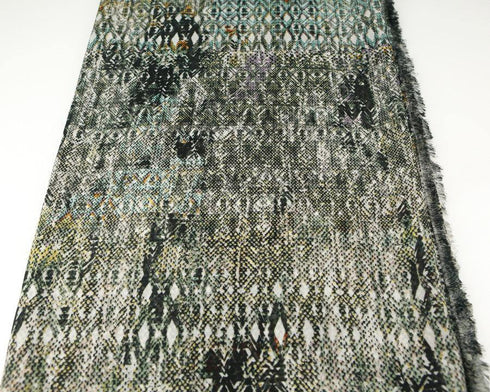 Green and Black Tribal Printed Chiffon Fabric by the Yard