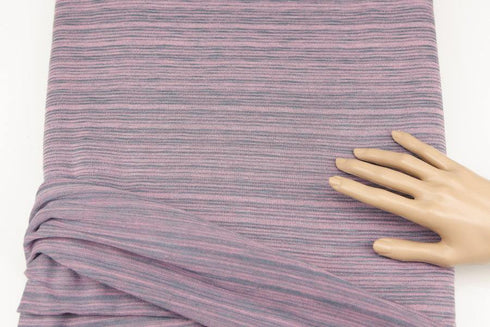 Pink and Gray Stripe Sweater Knit Fabric by the Yard OSK00142