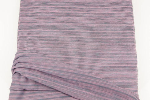 Pink and Gray Stripe Sweater Knit Fabric by the Yard OSK00142