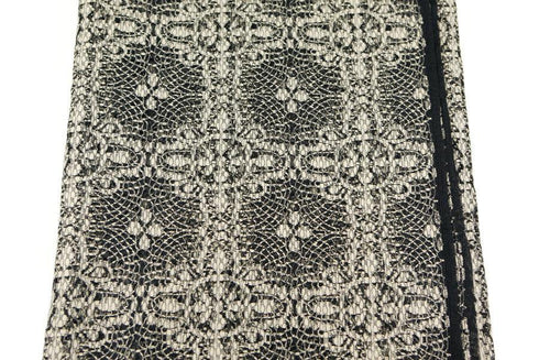 Black and Beige Lace Fabric High End Italian Designer Lace Remnant 2 yards