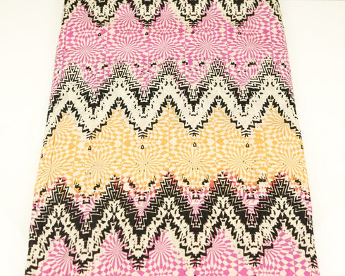 Pink Black Yellow Chevron Challis Woven Fabric 1.75 yards