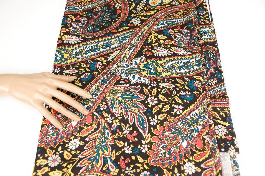 Brown Bohemian Floral Matte Satin Fabric Woven 2 yards - Felinus Fabrics