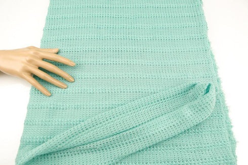 Mint Green Stripe Open Weave Sweater Knit Fabric by the yard Extra Wide